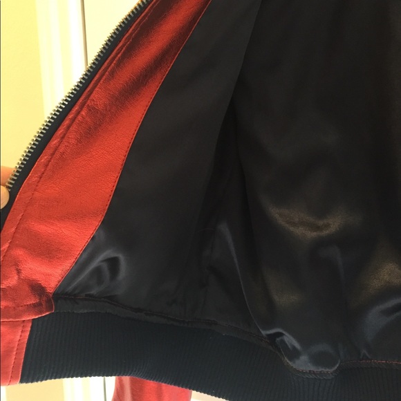 Shiny red Blank NYC bomber jacket. - Picture 3 of 5